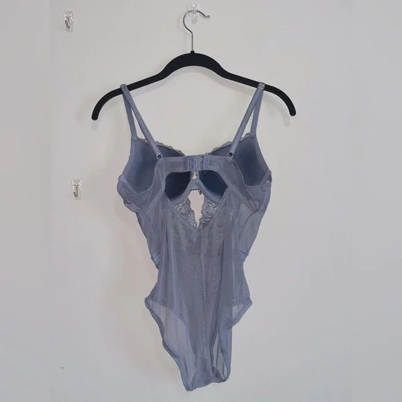 daisy fuentes gray lace cutout corset bodysuit - Picture 2 of 4